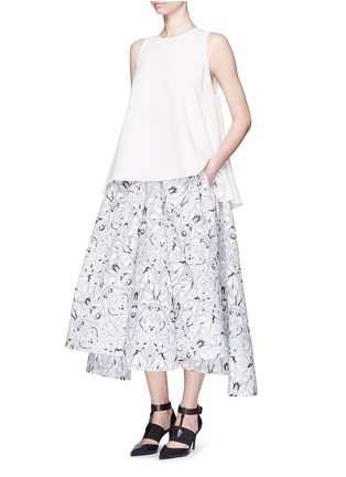 Figure View - Click To Enlarge - MATICEVSKI - 'Axle' spider orchid floral embroidery full skirt