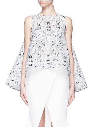 Main View - Click To Enlarge - MATICEVSKI - 'Enigma' spider orchid cape back flare top