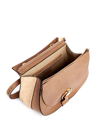 Detail View - Click To Enlarge - CHLOÉ - 'Goldie' medium suede trim leather satchel