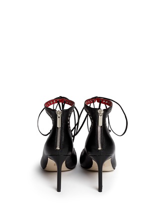 Back View - Click To Enlarge - PEDDER RED - 'Jess Rock' grommet topline lace-up leather pumps
