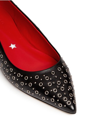 Detail View - Click To Enlarge - PEDDER RED - 'Joey' grommet stud leather skimmer flats