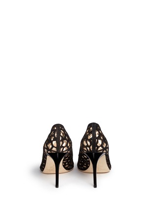 Back View - Click To Enlarge - JIMMY CHOO - 'Agnes' lasercut mirror leather suede mesh pumps