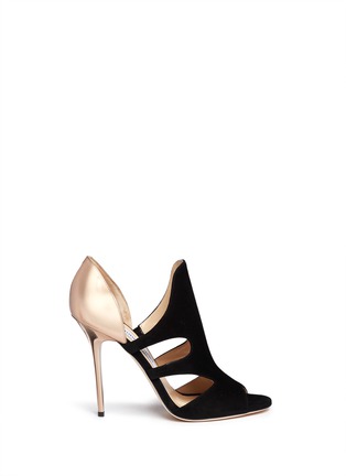 Main View - Click To Enlarge - JIMMY CHOO - 'Toysen' mirror leather suede cutout sandals