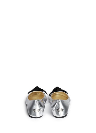 Back View - Click To Enlarge - JIMMY CHOO - 'Whitney' crystal grosgrain bow mirror leather flats