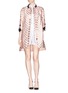 Figure View - Click To Enlarge - GIAMBA - Metallic daisy cloqué sequin cuff coat