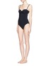 Figure View - Click To Enlarge -  - Cap D'ail scalloped trim open back one-piece swimsuit