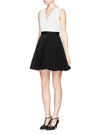 Front View - Click To Enlarge - ALICE & OLIVIA - 'Tobin' low cut combo flare dress