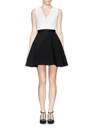 Main View - Click To Enlarge - ALICE & OLIVIA - 'Tobin' low cut combo flare dress