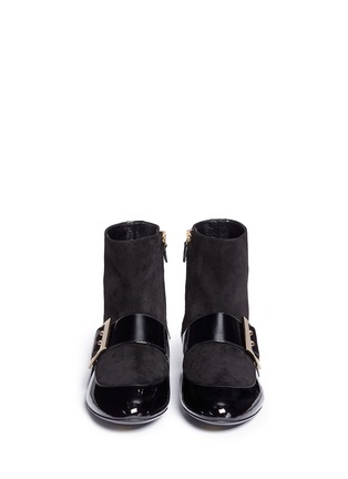 Front View - Click To Enlarge - LANVIN - Patent leather panel suede boots