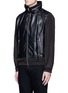 Front View - Click To Enlarge - MC Q - Nylon sleeve leather jacket