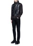 Figure View - Click To Enlarge - MC Q - Nylon sleeve leather jacket