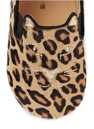 Detail View - Click To Enlarge - 201890246 - Kitten' leopard print calfhair infant slip-ons