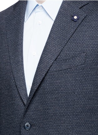 Detail View - Click To Enlarge - LARDINI - Dot jacquard cotton-wool jersey soft blazer