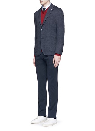 Figure View - Click To Enlarge - LARDINI - Dot jacquard cotton-wool jersey soft blazer