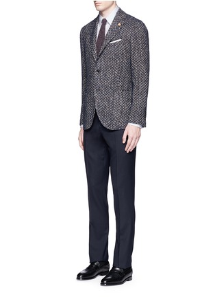 Figure View - Click To Enlarge - LARDINI - 'Specialine' chevron stripe wool-cotton bouclé soft blazer