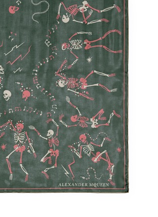 Detail View - Click To Enlarge - ALEXANDER MCQUEEN - 'Funny Bones Dance' skull print silk chiffon scarf
