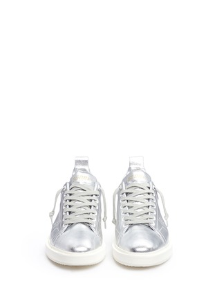 Front View - Click To Enlarge - GOLDEN GOOSE - 'Starter' metallic leather sneakers