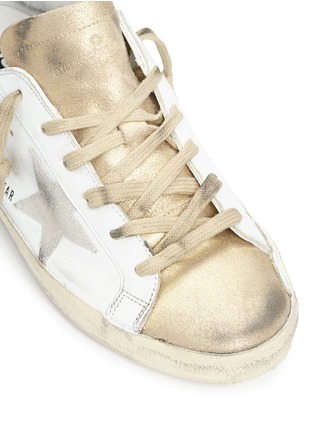 Detail View - Click To Enlarge - GOLDEN GOOSE - 'Superstar' distressed metallic suede leather sneakers