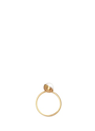 Detail View - Click To Enlarge - SHIHARA - 'Half Pearl 45°' Akoya pearl 18k yellow gold ring