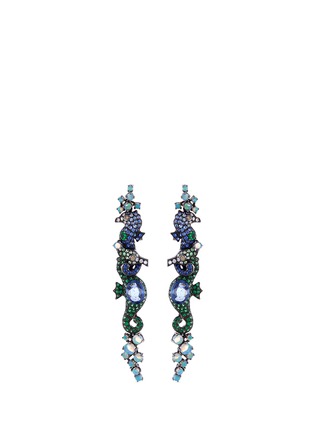 Main View - Click To Enlarge - WENDY YUE - Diamond gemstone 18k white gold seahorse drop earrings