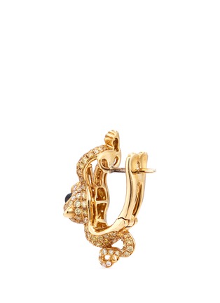 Detail View - Click To Enlarge - WENDY YUE - Diamond tsavorite 18k yellow gold monkey earrings