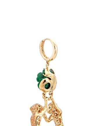 Detail View - Click To Enlarge - WENDY YUE - Diamond gemstone jade stud monkey pearl drop earrings