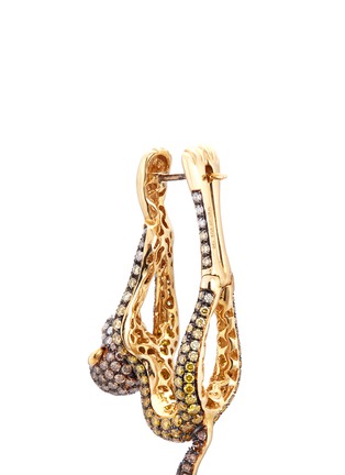 Detail View - Click To Enlarge - WENDY YUE - Diamond tsavorite 18k yellow gold monkey drop earrings