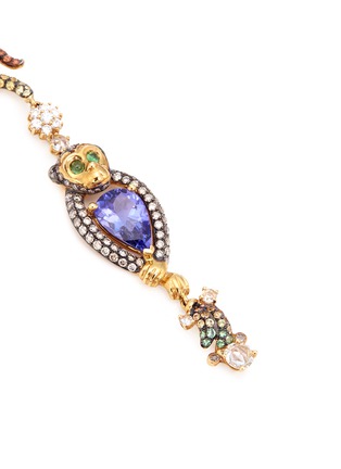 Detail View - Click To Enlarge - WENDY YUE - Diamond gemstone 18k yellow gold monkey drop earrings