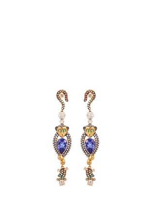 Main View - Click To Enlarge - WENDY YUE - Diamond gemstone 18k yellow gold monkey drop earrings