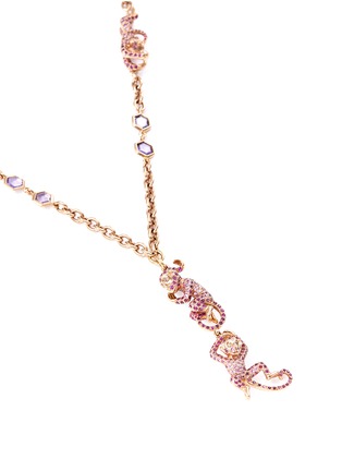 Figure View - Click To Enlarge - WENDY YUE - Diamond sapphire 18k rose gold monkey pendant necklace