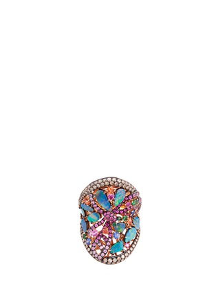 Main View - Click To Enlarge - WENDY YUE - Diamond sapphire opal 18k rose gold dragonfly ring