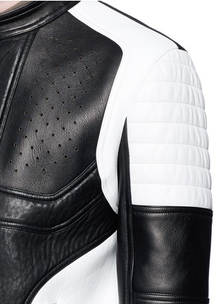 Detail View - Click To Enlarge - NEIL BARRETT - Bicolour leather racer jacket