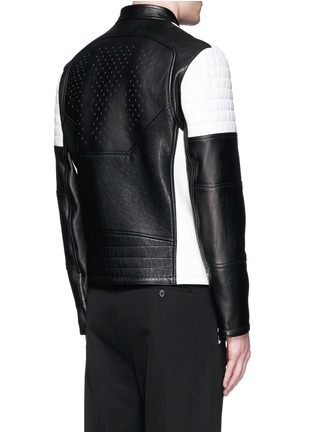 Back View - Click To Enlarge - NEIL BARRETT - Bicolour leather racer jacket