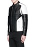 Front View - Click To Enlarge - NEIL BARRETT - Bicolour leather racer jacket