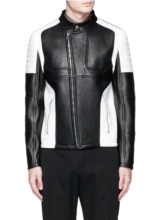 Main View - Click To Enlarge - NEIL BARRETT - Bicolour leather racer jacket