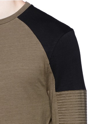 Detail View - Click To Enlarge - NEIL BARRETT - Quilted panel long sleeve T-shirt