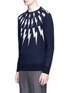 Front View - Click To Enlarge - NEIL BARRETT - Thunderbolt intarsia Merino wool sweater