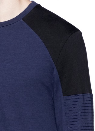 Detail View - Click To Enlarge - NEIL BARRETT - Quilted panel long sleeve T-shirt