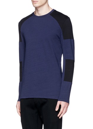 Front View - Click To Enlarge - NEIL BARRETT - Quilted panel long sleeve T-shirt