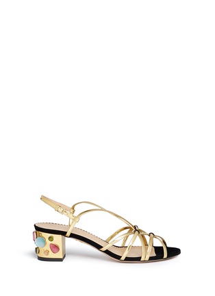 Main View - Click To Enlarge - CHARLOTTE OLYMPIA - 'Beth' jewel appliqué mirror leather sandals