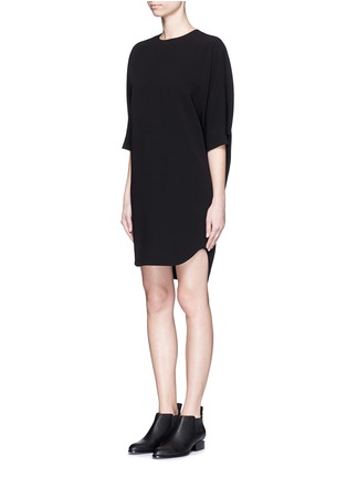 Front View - Click To Enlarge - ALEXANDER WANG - Tie back crepe shirt-tail mini dress