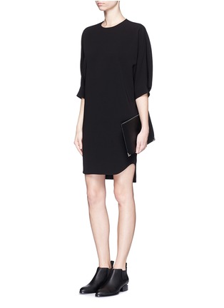 Figure View - Click To Enlarge - ALEXANDER WANG - Tie back crepe shirt-tail mini dress