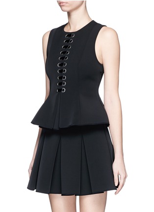 Front View - Click To Enlarge - ALEXANDER WANG - Lace-up peplum shell top