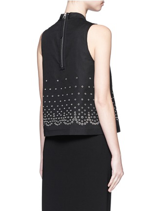 Back View - Click To Enlarge - ALEXANDER WANG - Eyelet cotton-linen canvas shell top