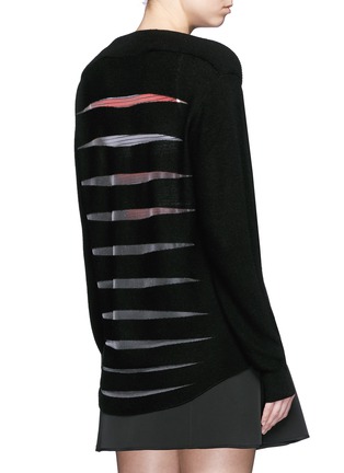 Back View - Click To Enlarge - ALEXANDER WANG - Cellophane stripe wool-cashmere cardigan
