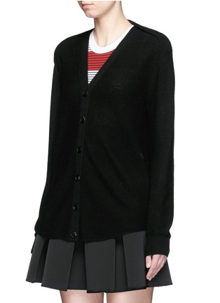Front View - Click To Enlarge - ALEXANDER WANG - Cellophane stripe wool-cashmere cardigan