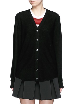 Main View - Click To Enlarge - ALEXANDER WANG - Cellophane stripe wool-cashmere cardigan