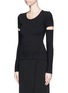 Front View - Click To Enlarge - ALEXANDER WANG - Slit sleeve stretch knit sweater