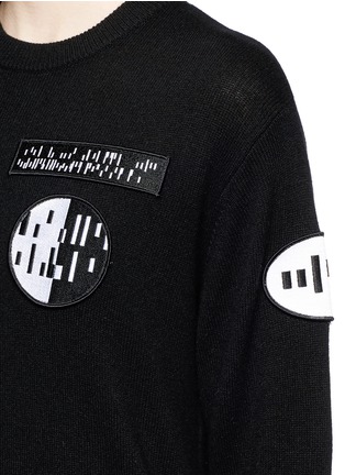 Detail View - Click To Enlarge - ALEXANDER WANG - Barcode patch wool-cashmere blend sweater