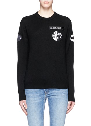 Main View - Click To Enlarge - ALEXANDER WANG - Barcode patch wool-cashmere blend sweater